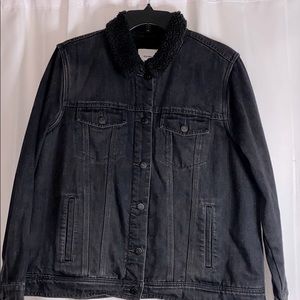 Sherpa Lined Black Denim Jacket